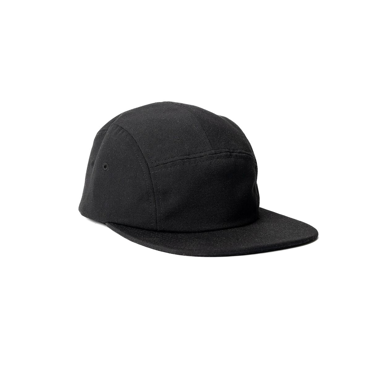 recycled-poly-flat-brim-5-panel-hat-y1 Web_PDP-FlatBrim5PanelHat_Studio_Front_Black.jpg